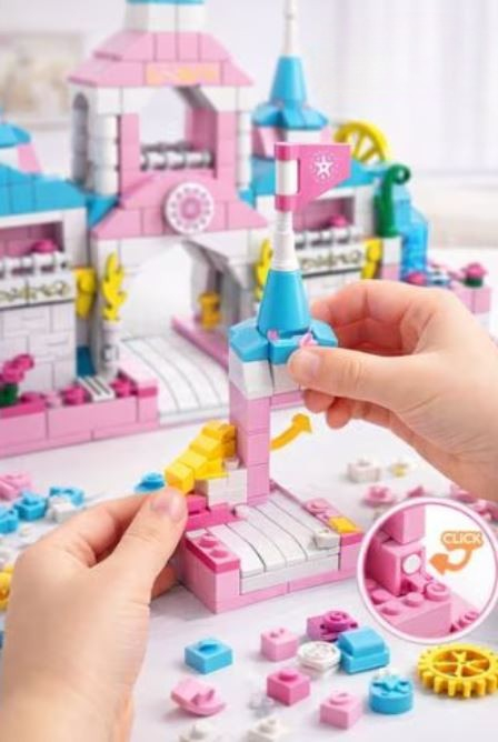 Set de construcție castel roz pentru copii cu 1000 piese [3]