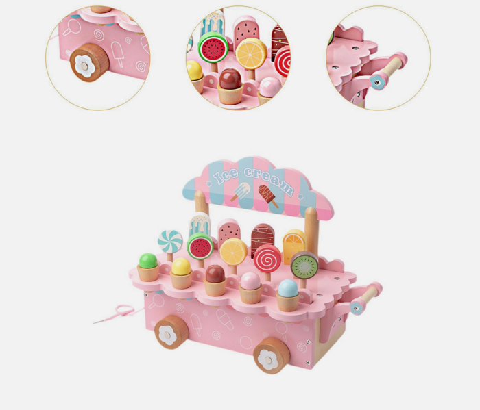 Set de joacă cu camion de înghețată din lemn – vehicul și 9 înghețate [2]