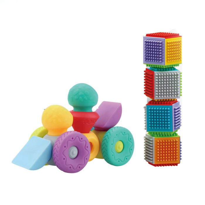 Set de jucării senzoriale pentru bebeluși 32 piese cu cuburi și elemente interactive [3]