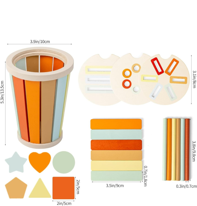 Set de sortare forme și culori în pahar – jucărie educativă pastel [3]