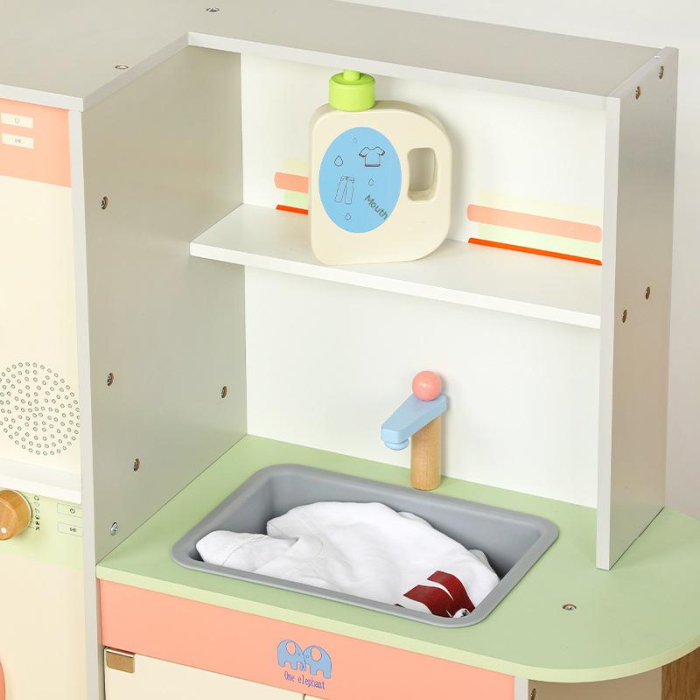 Set din lemn mașină de spălat, uscător și chiuvetă – jucărie educativă de rol pentru copii [3]