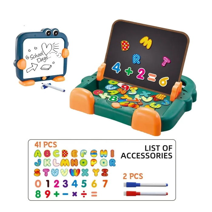 Set educativ 2-în-1 cu 41 piese – tabliță magnetică dublă față cu litere și cifre [2]