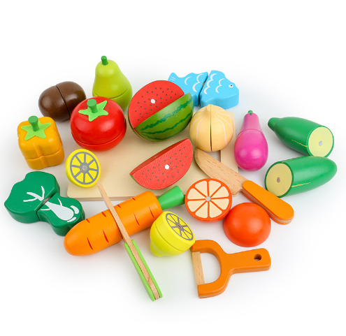 Set educativ de tăiat fructe și legume din lemn [4]