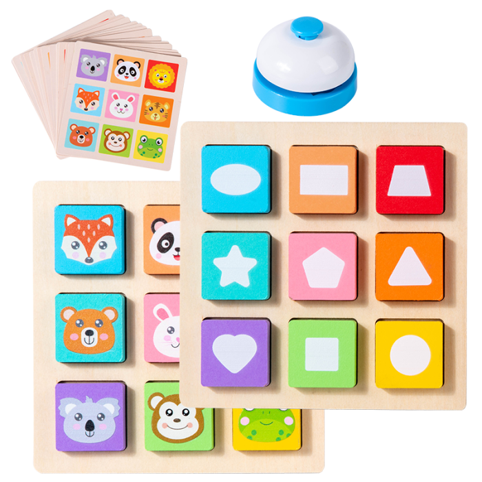 Set educativ din lemn cu animale, forme geometrice și sonerie [3]