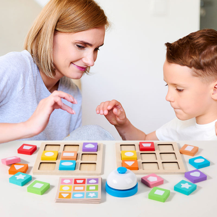 Set educativ din lemn cu animale, forme geometrice și sonerie [4]
