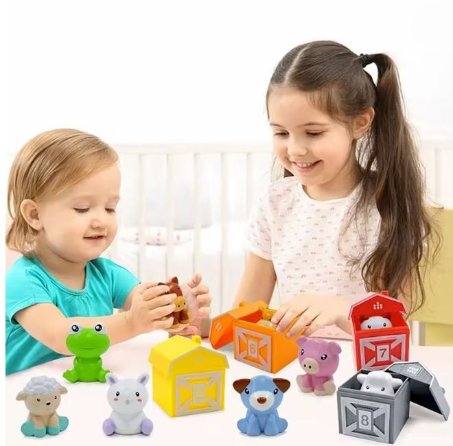 Set educativ montessori de sortat și ordonat „De-a v-ați ascunselea” cu animăluțe de la fermă [2]