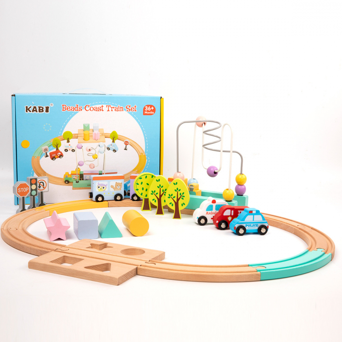Set educativ tren magnetic lemn – construit, sortează, învață 3 ani+ [5]