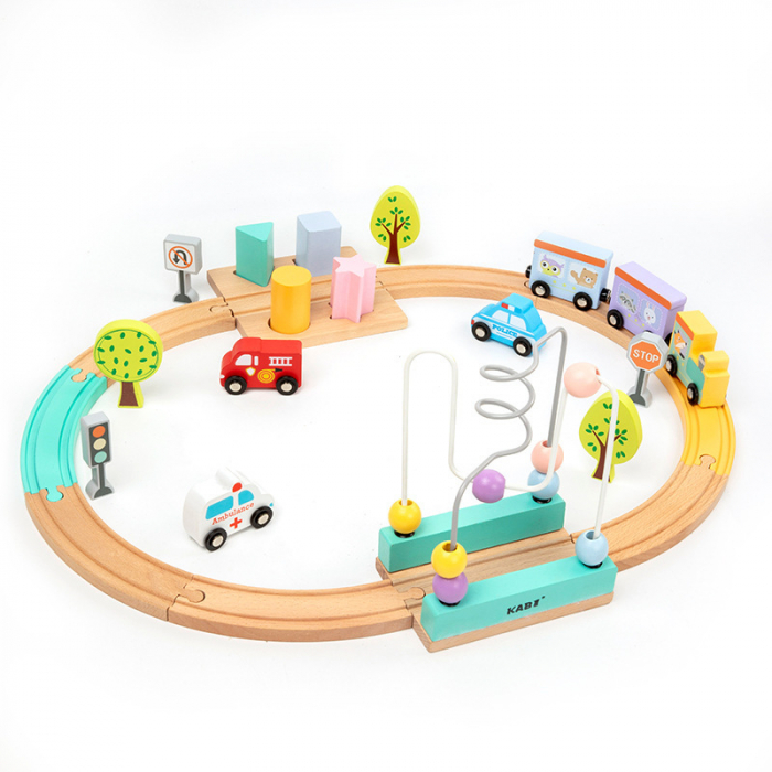Set educativ tren magnetic lemn – construit, sortează, învață 3 ani+ [1]