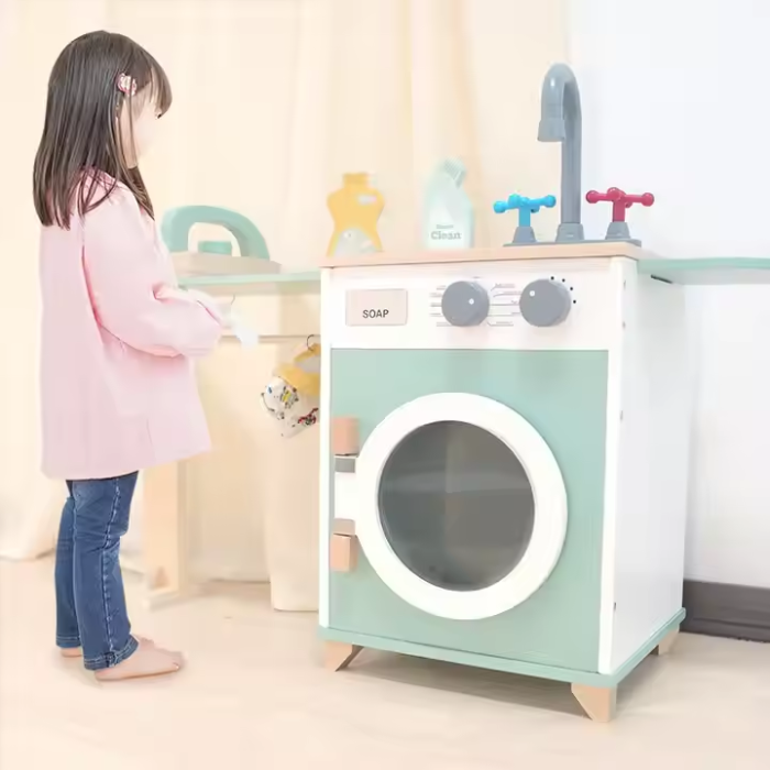 Set jucărie din lemn – mașină de spălat, chiuvetă și masă de călcat [5]