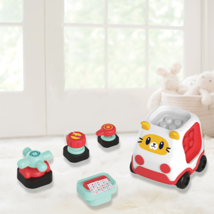Set jucărie interactivă Woopie – mașinuță și pisicuță cu 4 blocuri manipulabile 18+ [3]