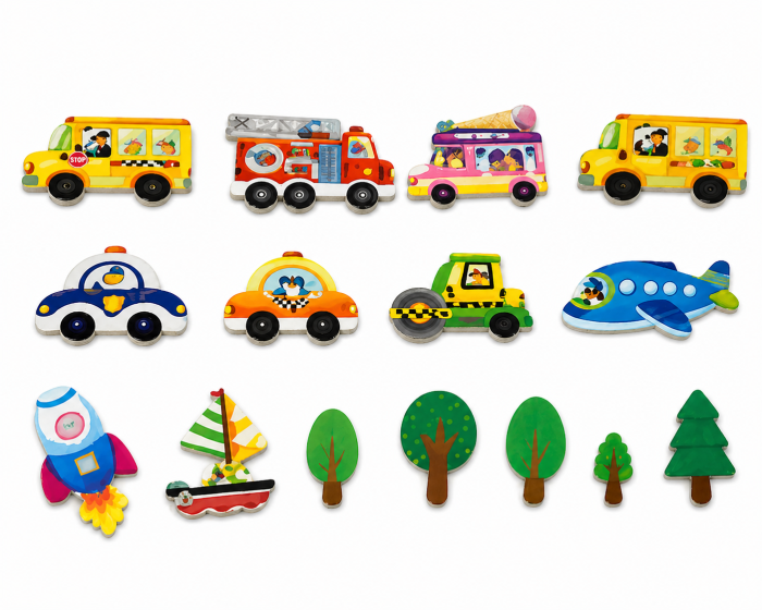 Set magnetic educativ cu vehicule și tablă reutilizabilă pentru desen [3]