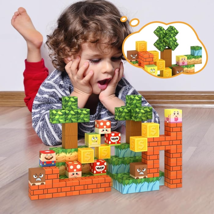 Set Minecraft Magnetic – 72 / 102 / 117 / 146 piese, Joc STEM pentru Copii 3+ [5]