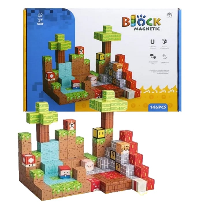 Set Minecraft Magnetic – 72 / 102 / 117 / 146 piese, Joc STEM pentru Copii 3+ [2]