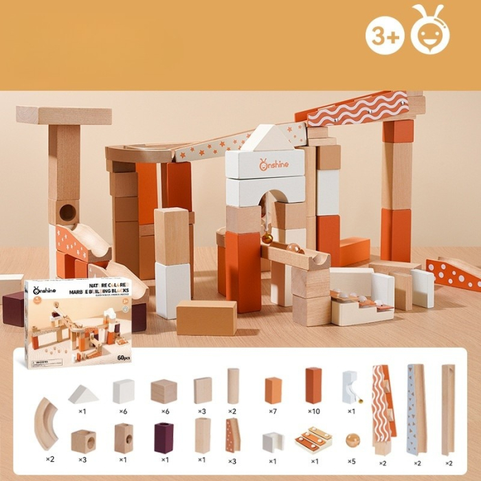 Set piste cu bile din lemn – 80 piese pentru construcții creative și joc educativ [4]