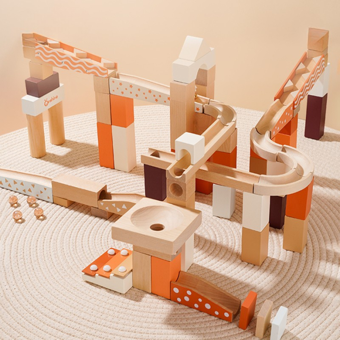 Set piste cu bile din lemn – 80 piese pentru construcții creative și joc educativ [2]