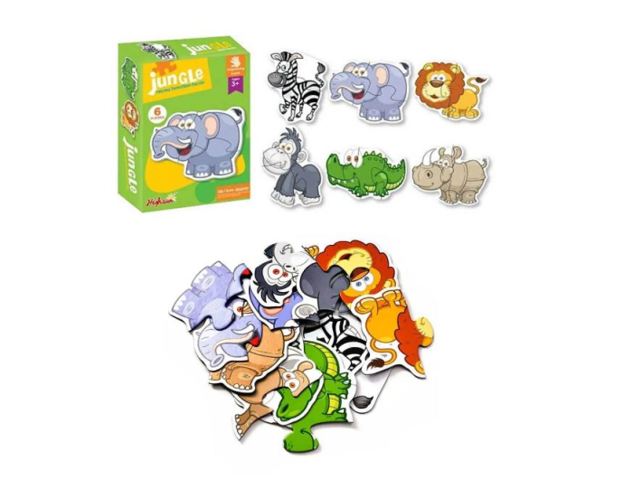 Set puzzle educativ 6 în 1 cu piese mari – animale din junglă [3]