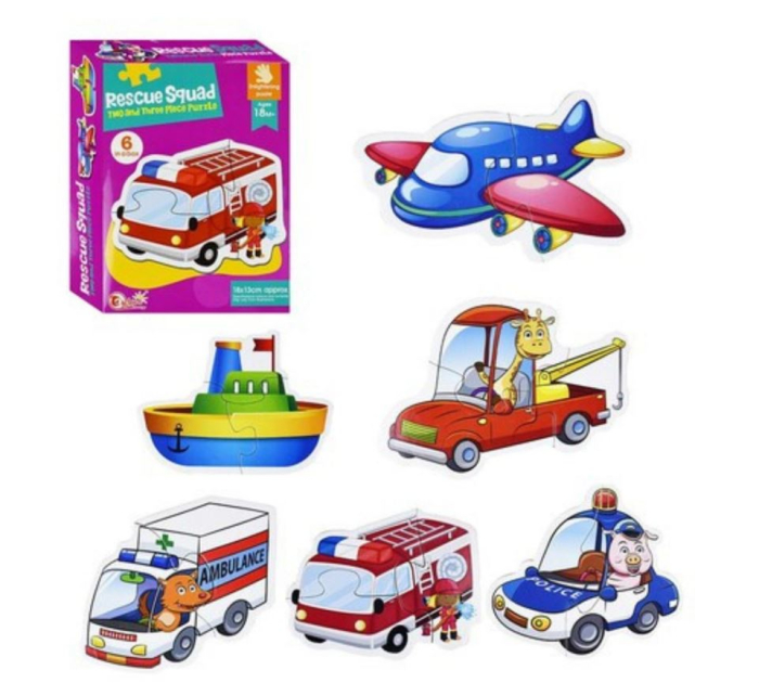 Set puzzle educativ 6 în 1 cu piese mari – echipă de salvare [3]