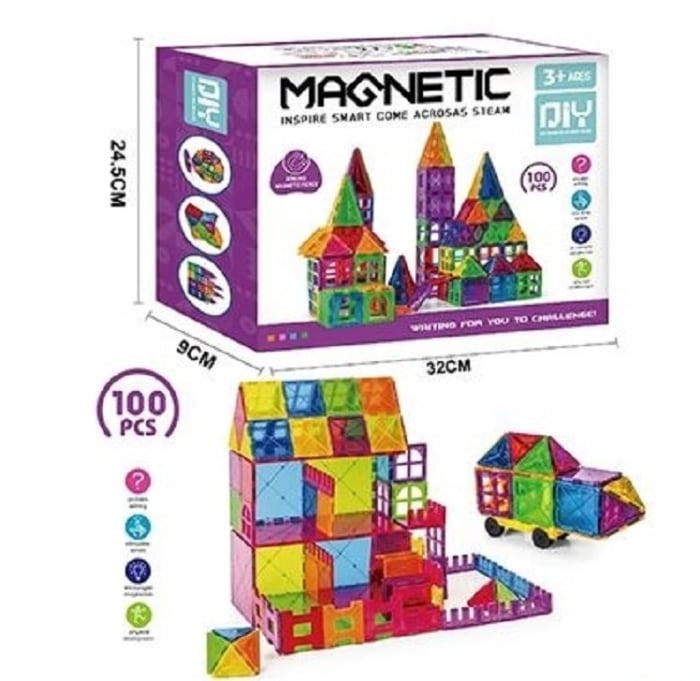 Set STEM 3D Magnetic – 60 / 100 / 120 piese, Joc Educativ Constructii 3+ [4]