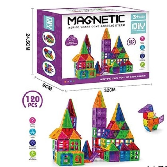 Set STEM 3D Magnetic – 60 / 100 / 120 piese, Joc Educativ Constructii 3+ [5]