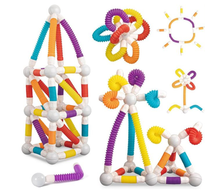 Set STEM magnetic – 100 piese cu bile și tuburi flexibile [3]