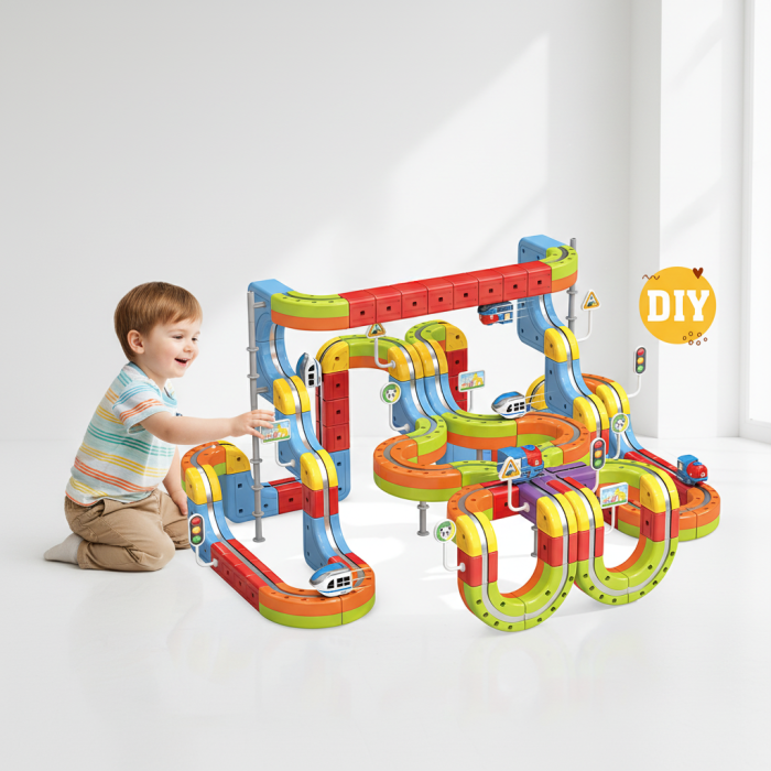 Set tren cu traseu magnetic si circuit 3D – 141 piese [2]
