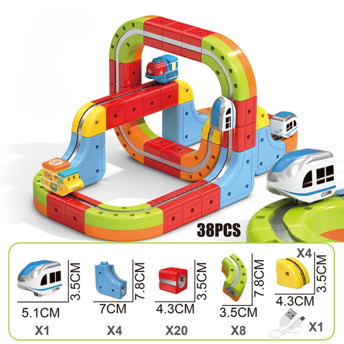 Set tren cu traseu magnetic si circuit 3D – 38 piese [5]