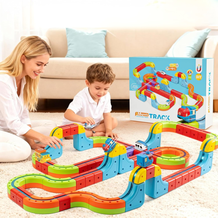 Set tren cu traseu magnetic si circuit 3D – 68 piese [5]