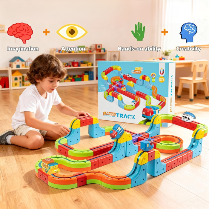 Set tren cu traseu magnetic si circuit 3D – 98 piese [2]