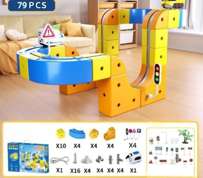 Set constructie tren magnetic – 79 piese, multifunctional [4]