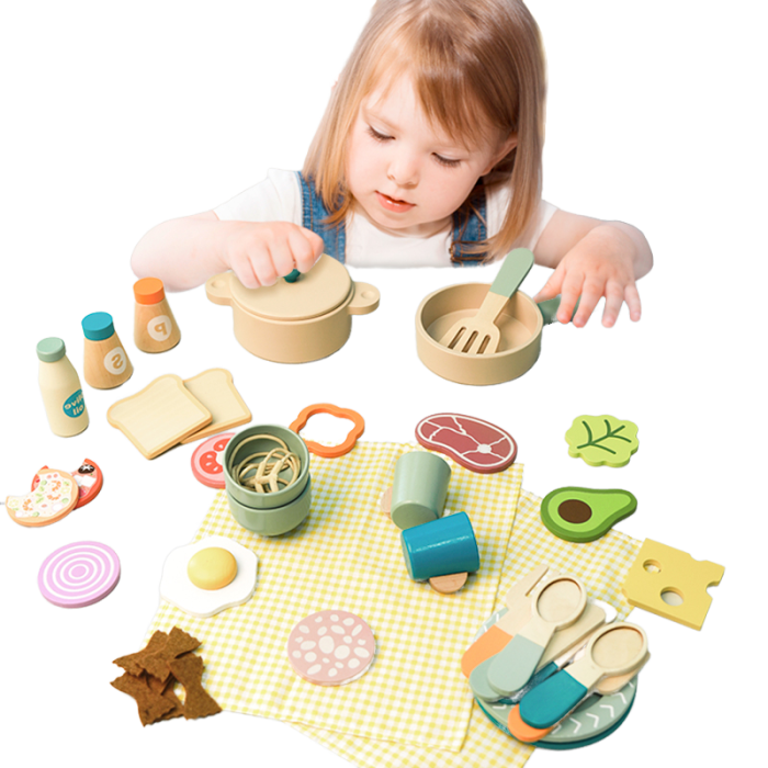 Set veselă și mâncare de jucărie din lemn [2]