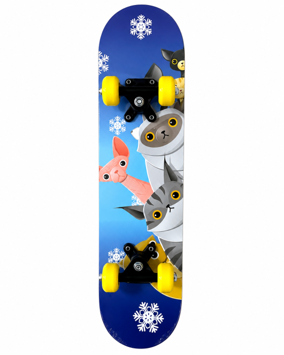 Skateboard din lemn model Feline Albastru Glacier - 60 cm [2]