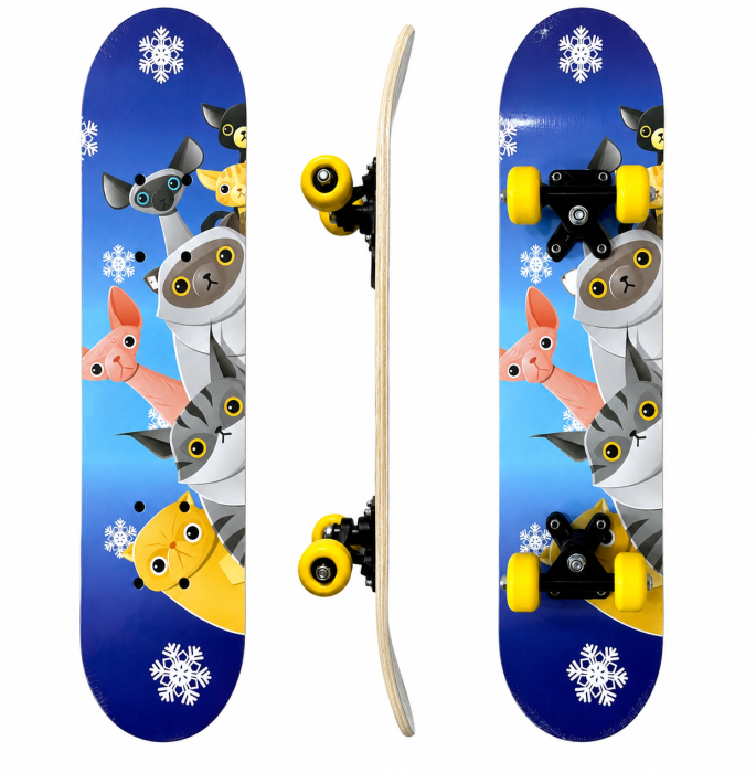 Skateboard din lemn model Feline Albastru Glacier - 60 cm [3]