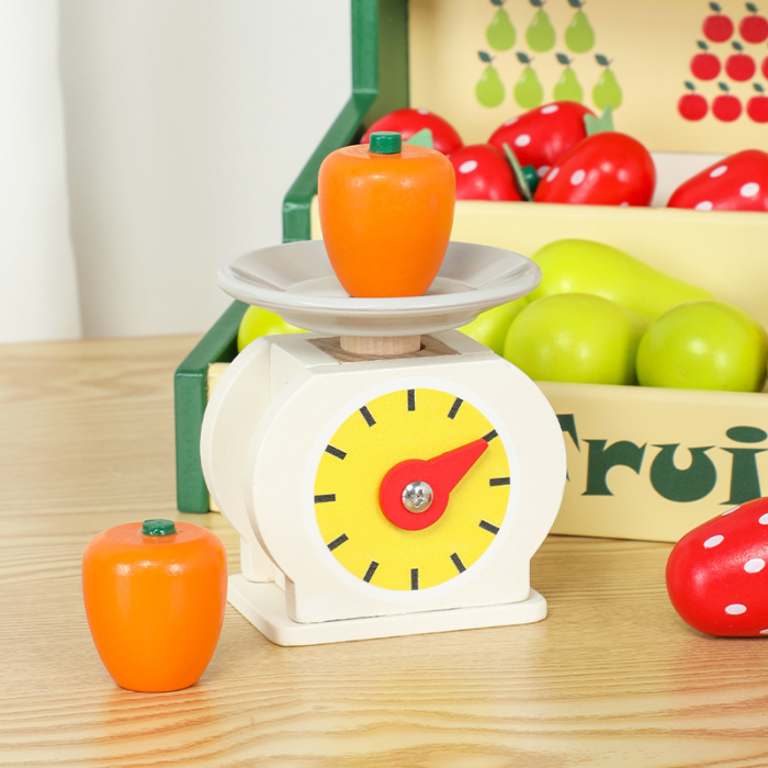 Stand din lemn cu fructe și cântar – Piață educativă pentru jocuri de rol [3]