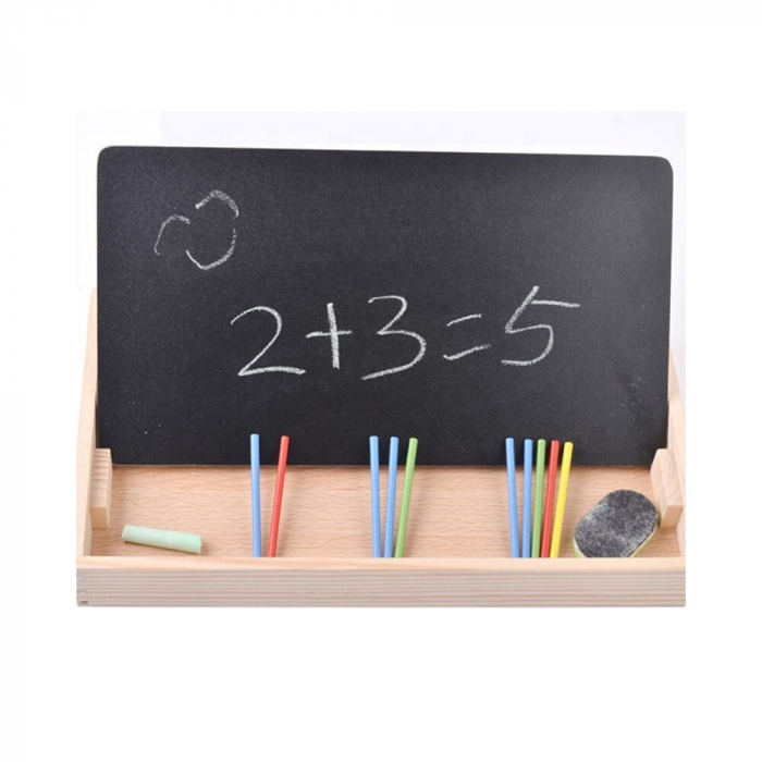 Tabla educativa din lemn 2 in 1 – Scris, desen si invatare matematica pentru copii [3]