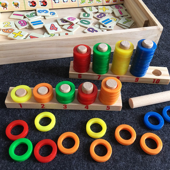 Tabla educativa din lemn Montessori – cifre, numarare si operatii matematice pentru copii [5]