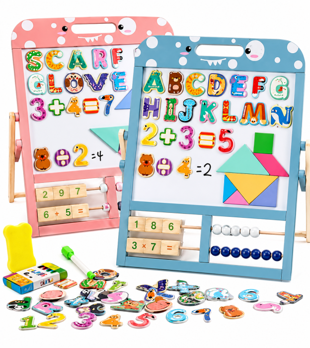 Tablă magnetică educativă cu abac și accesorii - Albastru [2]