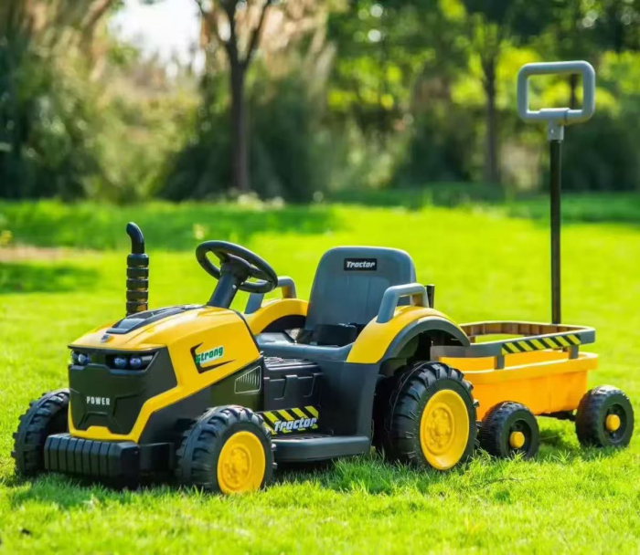 Tractor electric 3 în 1 cu remorcă și telecomandă parentală - Galben ,12V [3]