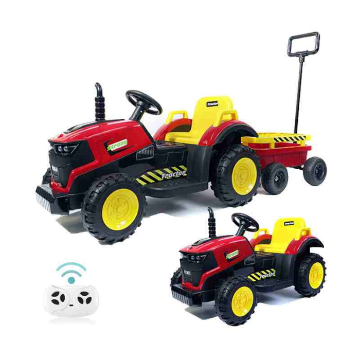 Tractor electric 3 în 1 cu remorcă și telecomandă parentală - Roșu ,12V [7]