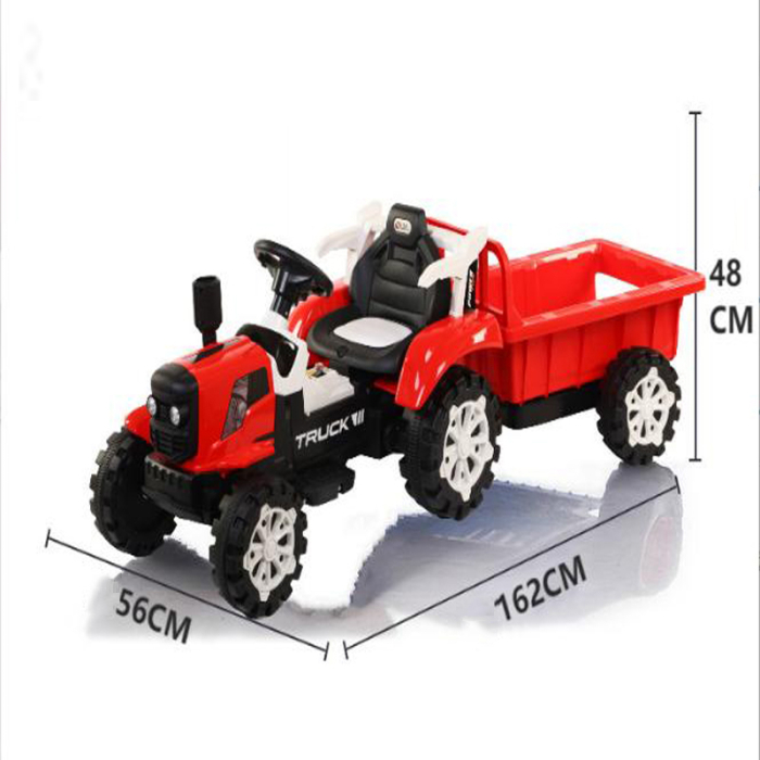 Tractor electric pentru copii 12V cu remorcă detașabilă și telecomandă parentală - Roșu [6]