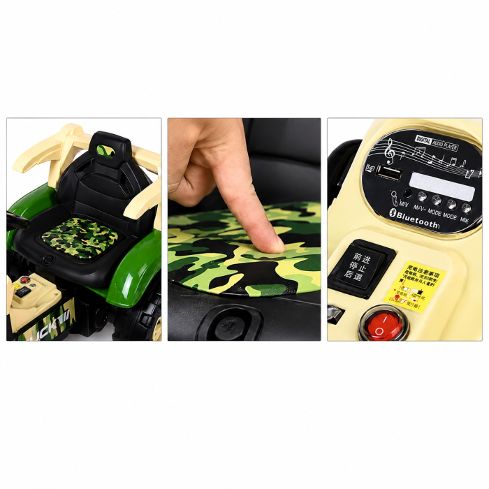 Tractor electric pentru copii 12V cu remorcă detașabilă și telecomandă parentală - Verde [3]