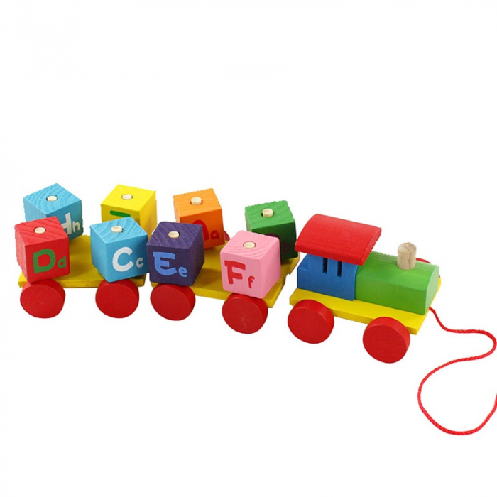 Tren din lemn cu cuburi rotative – cifre și litere | ZukiToys.ro [2]
