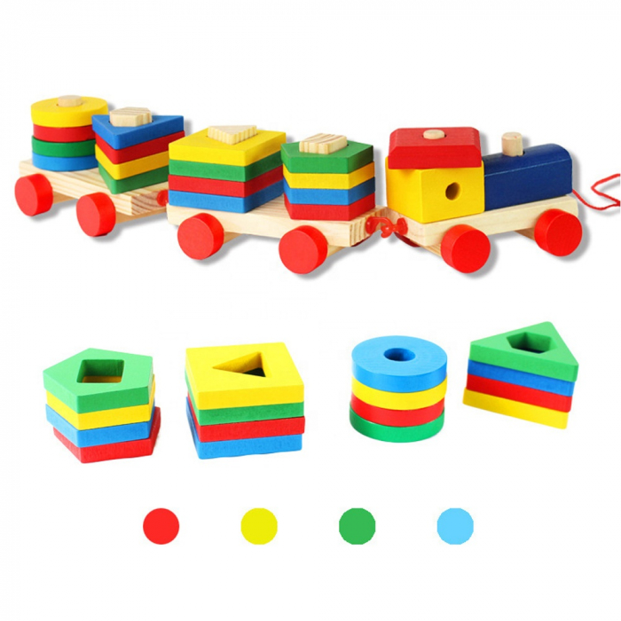 Trenulet lemn Montessori sortator – 4 coloane | ZukiToys.ro [2]