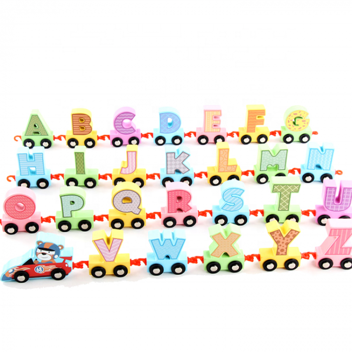 Trenulet magnetic din lemn cu litere, 27 piese, 3+ ani [3]