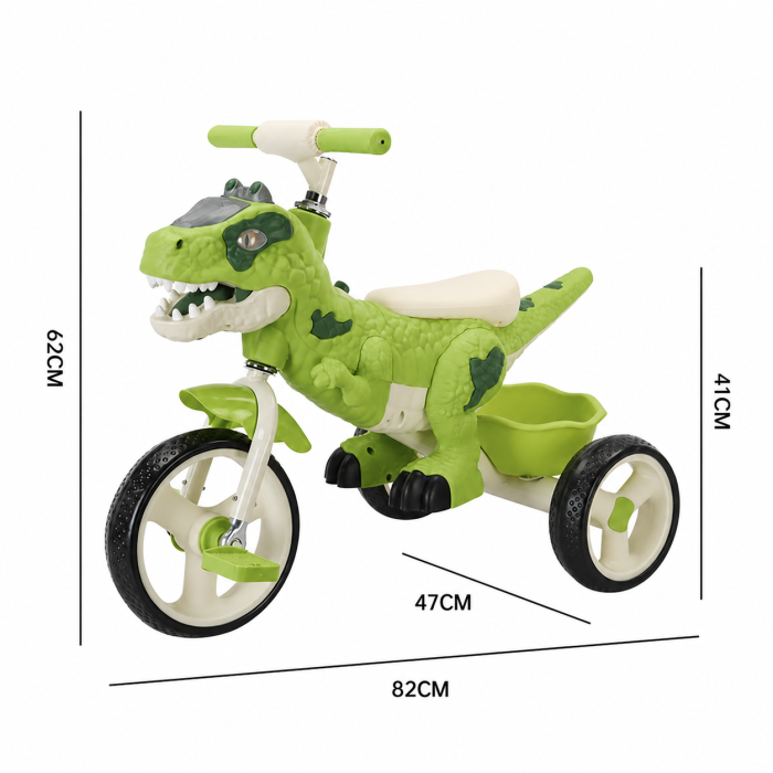 Tricicletă copii model dinozaur verde cu pedale și 3 roți [4]