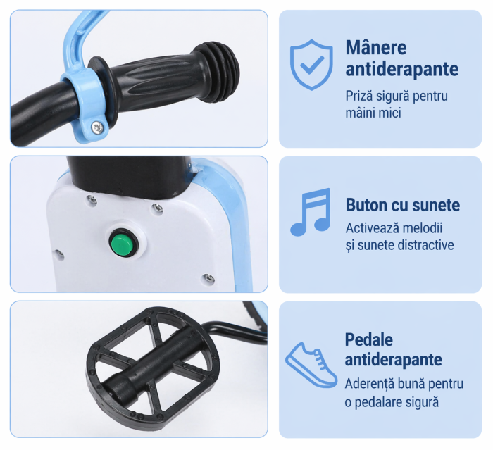 Tricicletă interactivă pentru copii cu lumini LED și muzică – Albastru [2]