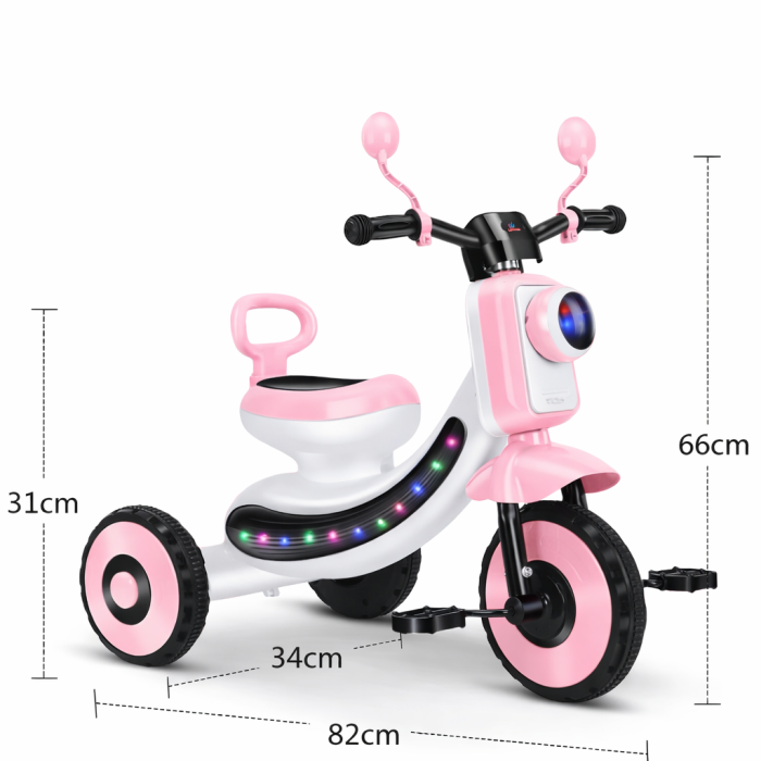 Tricicletă interactivă pentru copii cu lumini LED și muzică – Roz [3]