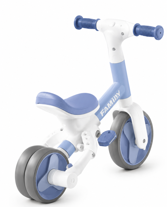 Tricicletă și bicicletă de echilibru 2 în 1, cu muzică, lumini și pedale detașabile - Blue [2]