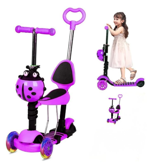 Trotinetă 5 în 1 buburuza cu scaunel – ( mov ) [2]