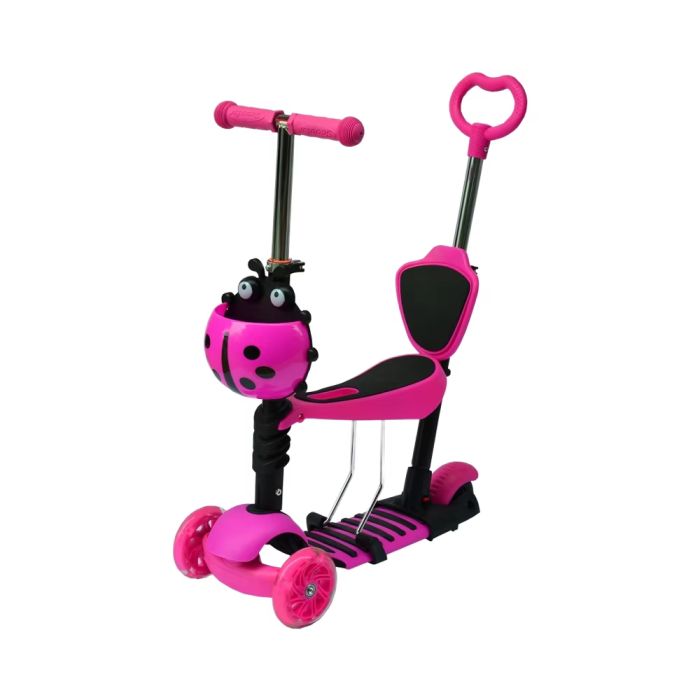 Trotinetă 5 în 1 buburuza cu scaunel – ( roz ) [4]