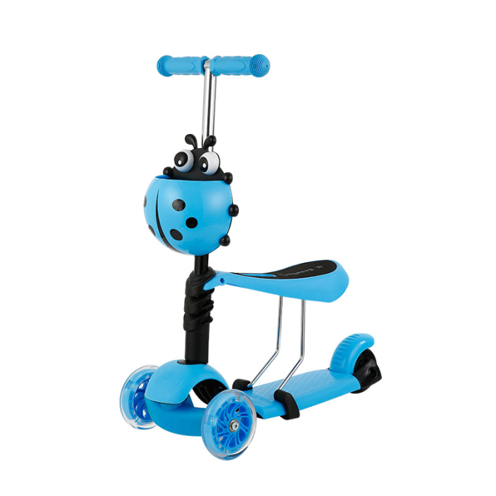 Trotineta copii 3‑in‑1 cu roti luminoase (albastru) [2]